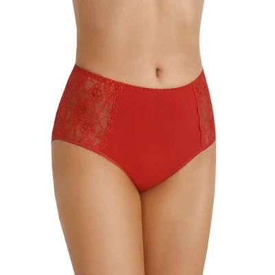 Abbildung von Teyli Damen Slip Taillenslip Baumwolle Hohe Taille mit Spitze 3er Pack Rot 3XL