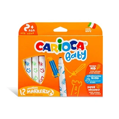 Abbildung von Carioca Marker 2 + Stifte (Extra Bold, Rundspitze, rund, Multi, Italien, Schachtel aus Karton)