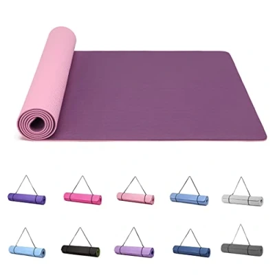 Abbildung von Good Nite Yogamatten Für Frauen Rutschfeste Strukturierte Oberflächen Gymnastikmatte Yoga Matte Dicke 6 mm Mit Tragegurt Tpe Übungsmatte Pilates Gymnastik (183X61cm) (Lila/Rosa)