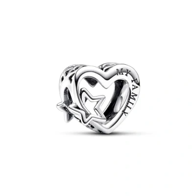 Abbildung von PANDORA Moments Offen gearbeitetes Familie Herz &amp; Stern Charm aus Sterling Silber, Kompatibel Armbändern, 792829C00