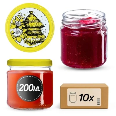 Abbildung von KADAX Einmachgläser 200 ml 10er Set, Dessertgläser fi66 Marmeladengläser mit Twist Off Deckel, Luftdicht &amp; Spülmaschinenfest, Dickwandiges Glas