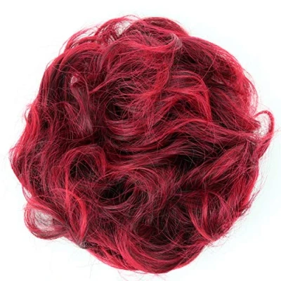 Abbildung von CAISHA Scrunchie Haarteil Haargummi Dutt Haarverdichtung Groß Emilia Gewellt Unordentlich DM15cm Rot Mix G29E