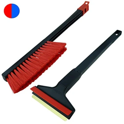 Abbildung von Set Eiskratzer Auto lang mit Besen Murska Messing + Schneebesen Winter Scheibenkratzer Schnee Schneefeger Schneebürste (Set L&amp;P A055 A059 Farbe zufällig)