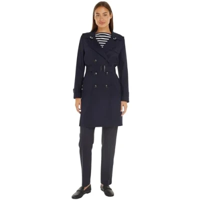 Abbildung von Tommy Hilfiger SLIM FIT Trenchcoat, Damen, Größe: 40, Desert sky