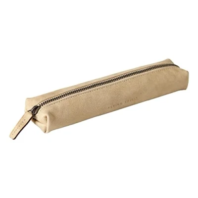 Abbildung von Clairefontaine 103511C Schlampermäppchen (Flying Spirit aus Leder, klein, rund, 19,5 x 4,5 2,3cm) 1 Stück beige