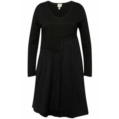 Abbildung von Ulla Popken À COL EN V ET ASYMÉTRIQUE Jerseykleid, Damen, Größe: 46/48, Schwarz