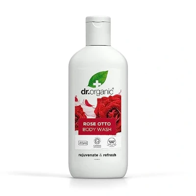 Abbildung von Dr Organic Rose Otto Körperwaschgel, Duschgel, Natürlich, Vegan, Tierversuchsfrei, Paraben &amp; SLS frei, Recycelbar Aus im Meer gebundenem Plastik recycelt, Zertifiziert Bio, 250ml