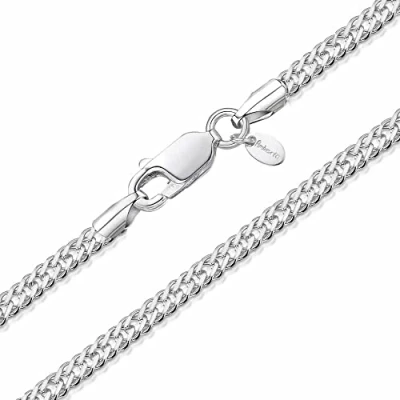 Abbildung von Amberta 925 Sterlingsilber Damen Halskette Rhombus Panzerkette 2 mm Breite Verschiedene Längen: 40 45 50 55 cm (45cm)