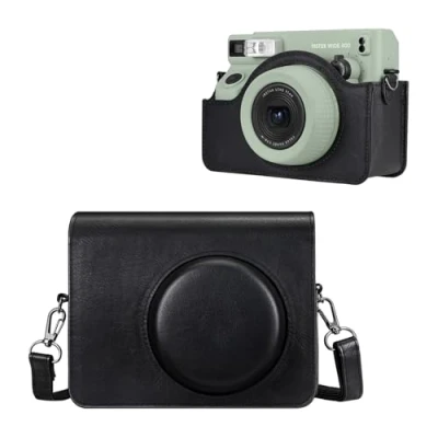 Abbildung von Fintie Tasche für Fujifilm instax Wide 400 Sofortbildkamera Premium Reise Kameratasche Hülle Schutzhülle Abdeckung mit abnehmbaren Riemen, Schwarz