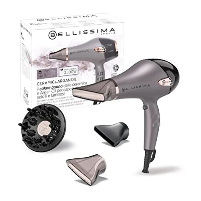 Abbildung von Bellissima Ceramic&amp;Argan Oil, professioneller Haartrockner, Keramiktechnologie und Arganöl, Leistung 2300 W, 3 Temperaturen, Ionisator, Cold Shot, 2 Düsen, Keramikdiffusor