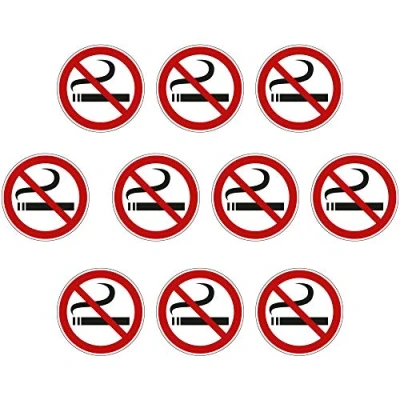 Abbildung von kleberio® 10 Selbstklebende Aufkleber Rauchen verboten 5 cm rund Nichtraucher Rauchverbot Schild No Smoking Verbotsschild