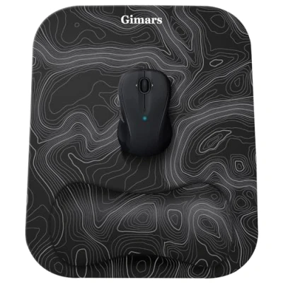 Abbildung von Gimars Mauspad mit Gelkissen, Ergonomisches Mousepad Handauflage, Gel Memory Foam Wasserdicht Mauspads Handgelenkauflage für Computer Laptop Offfice Heim, Topographische Karte