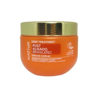 Abbildung von KATIVA Brasilianisches Deep Treatment Haarglättung, nährt und feuchtigkeitsspendend, Antifrizz Effekt, 300 ml, befeuchtet geglättetes Haar tief, macht es weicher außergewöhnlicher Glanz