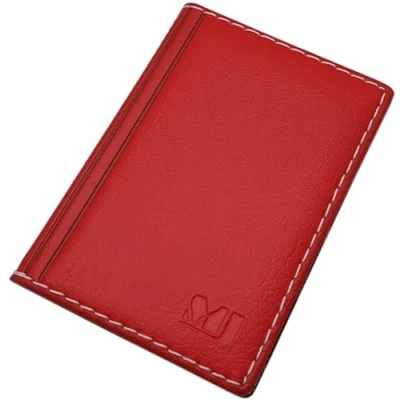 Abbildung von Kredit und Visitenkartenetui mit Kontrastnaht 12 Fächer MJ Design Germany (Design 1 / Rot)
