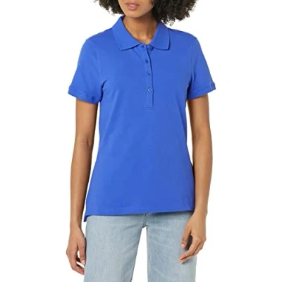Abbildung von Amazon Essentials Damen Kurzärmeliges Poloshirt (Erhältlich In Übergröße), Blau, XXL
