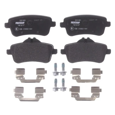 Abbildung von TEXTAR 2521501 Bremsbelagsatz für Verschleißwarnanzeiger vorbereitet mit Bremssattelschrauben Zubehör MERCEDES BENZ: ML Class, A Class