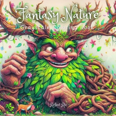 Abbildung von Fantasy Nature Grayscale Coloring Book: Elemental Spirits, Gods, Goddesses, and Giant Mythical Animals for Adults&#039; Relaxation Stress Relief (Fantasy Book Adults, Band 1)
