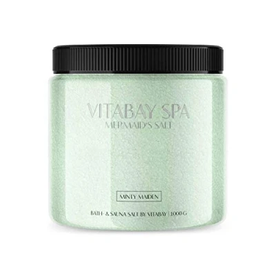 Abbildung von Vitabay Sauna und Badesalz Minty Maiden 1000 g Sanftes Körperpeeling Whirlpool geeignet