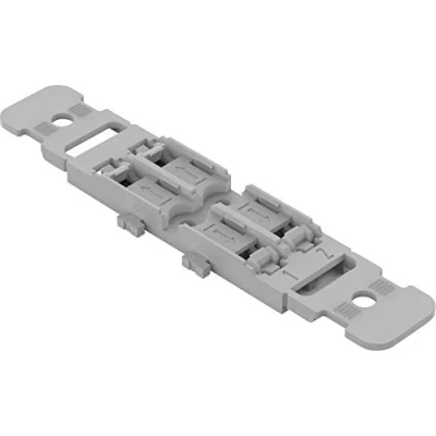 Abbildung von WAGO Befestigungsadapter 221 2502 Befestigungs Adapter mit Zugentlastung der Serie 221, 2 fach für Durchgangsverbinder Hebel, 5 Stück, Schraubbefestigung, grau