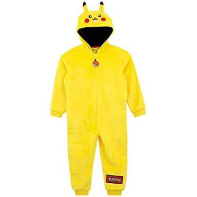 Abbildung von Pokemon Onesie Jungen Pikachu Kostüm Schlafoverall Kinder Gelb 116