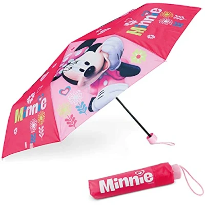 Abbildung von BONNYCO Regenschirm Kinder Minnie Mouse Sturmfest mit Verstärkter Struktur Klappschirm für Tasche, Rucksack oder Reise Klein Mädchen Geschenke