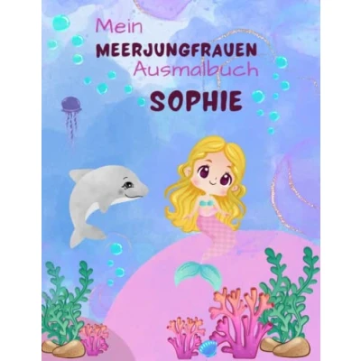 Abbildung von Mein Meerjungfrauen Malbuch für Mädchen ab 4 Jahren mit 50 magischen Motiven Sophie: Personalisiertes Geschenk Sophie und Unterwasser Abenteuer
