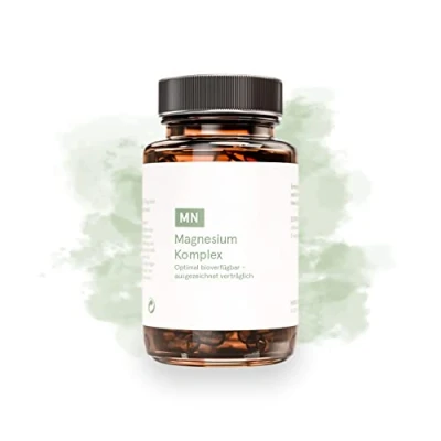 Abbildung von Magnesium Kapseln hochdosiert Apothekenqualität Komplex Mit 7 verschiedene Magnesiumverbindungen gepuffertem Vitamin C Trägt zu einer normalen Muskelfunktion bei Ideal dosiert
