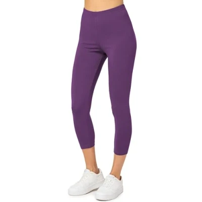 Abbildung von Merry Style Damen 3/4 Leggings Capri Sportleggings MS10 199 (Purpur,M)