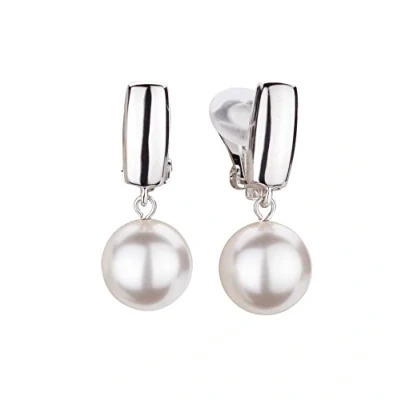 Abbildung von Traveller Ohrclip Hänger Damen weisse 12mm Perle platiniert 113719