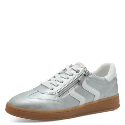 Abbildung von MARCO TOZZI Damen Sneaker flach mit Schnürsenkeln Freizeit, Silber (Silver Comb), 40 EU