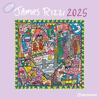 Abbildung von N NEUMANNVERLAGE James Rizzi 2025 Broschürenkalender, 30x30cm, Wandkalender mit Abbildungen von Rizzi, Mondphasen, viel Platz für Notizen und internationale Feiertage/Kalendarium