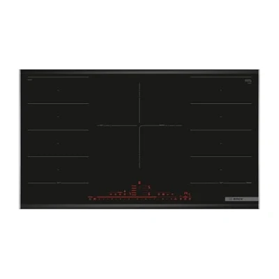 Abbildung von Bosch PXV975DV1E Serie 8 Smartes Induktionskochfeld (autark), 90 cm breit, FlexInduction freie Platzwahl, MoveMode voreingestellte Leistungsstufen, PerfectFry Bratsensor, PowerBoost schnelleres Kochen