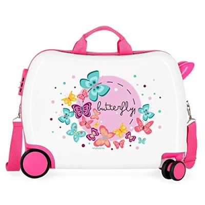 Abbildung von Movom Happy Time Kinder Koffer Mehrfarbig 50x38x20 cms Hartschalen ABS Kombinationsschloss 34L 2,1Kgs 4 Räder Handgepäck, Butterfly