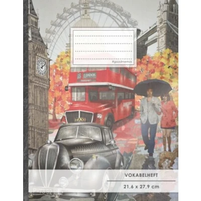 Abbildung von Vokabelheft: DIN A4 50+ Seiten, Soft Cover, Register, 2 Spalten, Erfolgs Tacker, &quot;Englisches Mockup&quot; Original #GoodMemos Schulheft Sprachen und Vokabeln leicht lernen, Lineatur 53