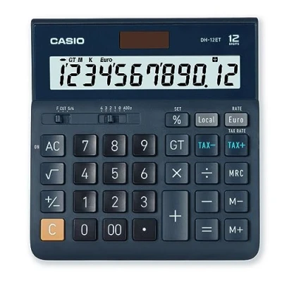 Abbildung von Casio Tischrechner DH 12ET 12 stellig Steuerberechnung Gesamtsummen Speicher Solar /Batteriebetrieb