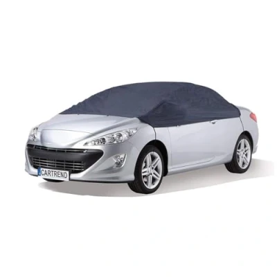 Abbildung von cartrend Halbgarage &quot;New Generation&quot;, wetterfeste Auto Abdeckplane, Autoabdeckung, Autoplane, blau, Größe L, schützt vor Frost, Schnee und Sonne