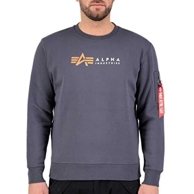 Abbildung von Alpha Industries Label Sweatshirt, Herren, Größe: Small, Grey black