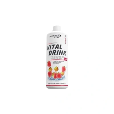 Abbildung von Best Body Nutrition Vital Drink ZEROP® Erdbeer Rhabarber, Original Getränkekonzentrat Sirup zuckerfrei, 1:80 ergibt 80 Liter Fertiggetränk, 1000 ml