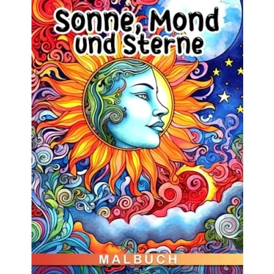 Abbildung von Malbuch für Sonne, Mond und Sterne: Astrologie Illustrationen zur Stress Angstbewältigung, geeignet Mädchen, Jungen, Liebhaber, Scherzgeschenke, Geburtstage Stressabbau.