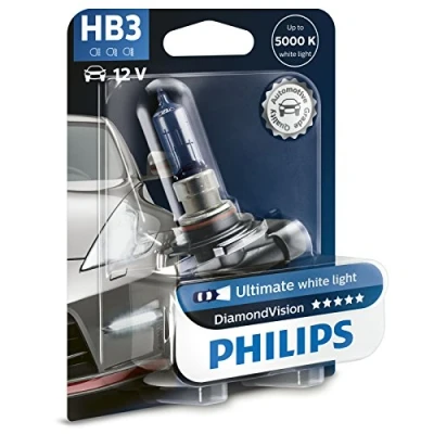 Abbildung von Philips Diamond Vision 5000K HB3 Auto Scheinwerfer Birnen (Single Pack), silber, schwarz
