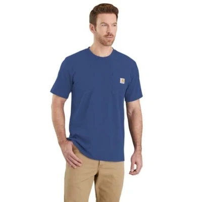 Abbildung von Carhartt Langärmliges, lockerer Schnitt, schweres, kurzärmliges K87 T Shirt mit Tasche Deep Ocean XS