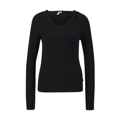 Abbildung von Q/S by s.Oliver Damen 2141065 Langarmshirt, schwarz 9999, Large