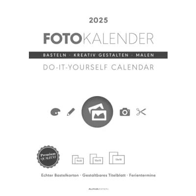 Abbildung von Alpha Edition Foto Bastelkalender weiß 2025, 21x29,7cm, Do it yourself Kalender mit Seiten aus hochwertigem Bastelkarton, gestaltbares Titelblatt, Ferientermine DE/AT/CH und int. Kalendarium