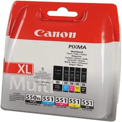 Abbildung von CANON PG 550XL Schwarz + CLI 551 Multipack Druckerpatronen Cyan, Magenta, Gelb,
