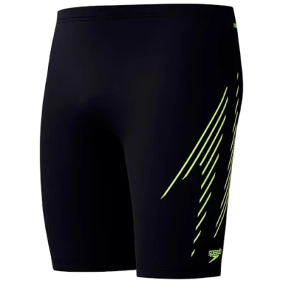 Abbildung von Speedo Hyperboom Placement Jammer Swim Training Fitness Chlorine Resistant Schwimmhose für Herren, Black/Hyper Yellow, 30