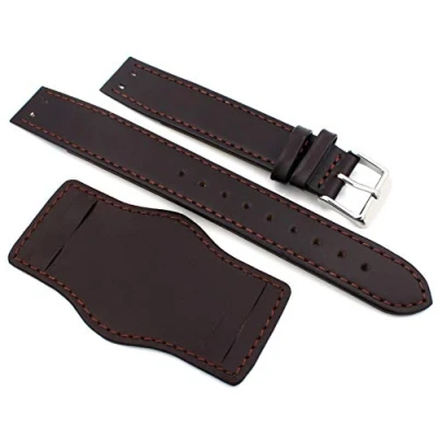 Abbildung von Sulla 18mm Uhrenarmband für Feste Stege Bund Style mit Unterlage dunkel braun