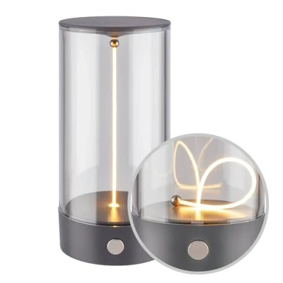 Abbildung von BRILONER LED Tischlampe kabellos mit 4 Stufen Schaltung, Touch, Filament, warmweiße Lichtfarbe, USB C Aufladung, Nachttischlampe, Leselampe, Lampe, Tischleuchte, Akku 7x14,5 cm, Anthrazit