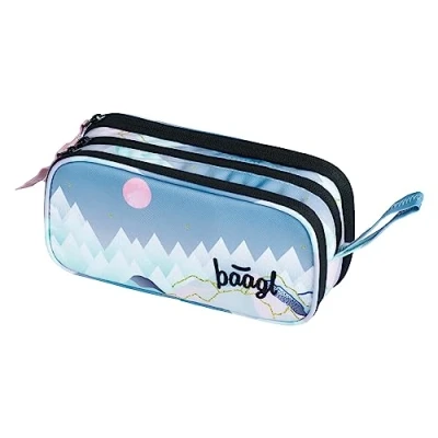 Abbildung von Baagl Federmäppchen für Mädchen, Schule Mäppchen, Federmappe mit 3 Fächer, Federtasche Teenager, Kinder Etui (Moon)
