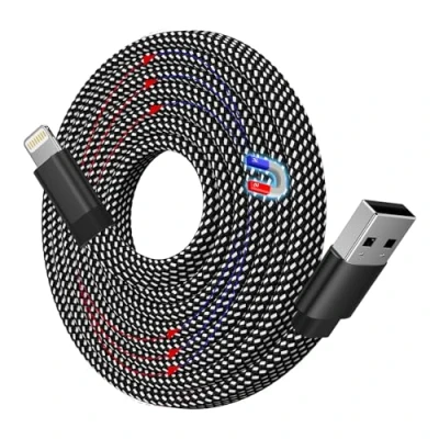 Abbildung von Magtame Light ning Spiralkabel Phone Ladekabel, Magnetisch 1.5M Aufgerollt Kabel, Flach Original Kabel MFi Zertifiziert Nylon Geflochten für 14 13 Pro Max Mini XS XR X 8 7 SE Schwarz