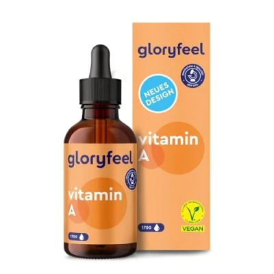 Abbildung von Vitamin A Tropfen hochdosiert 5000 I.E (1500µg) pro Tagesdosis 50ml (1700 Tropfen) echtes (Retinylpalmitat) in MCT Öl gelöst Laborgeprüft ohne Zusätze Deutschland hergestellt